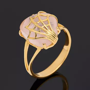 Кольцо розовый кварц (серебро 925 пр. позолота) размер 19
