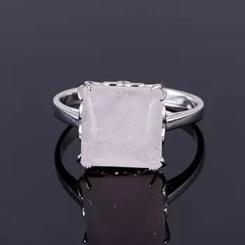 Кольцо розовый кварц (серебро 925 пр. родир. бел.) размер 17,5