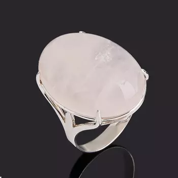 Кольцо розовый кварц (серебро 925 пр. родир. бел.) размер 18