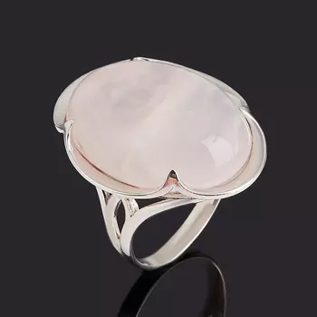 Кольцо розовый кварц (серебро 925 пр. родир. бел.) размер 18,5