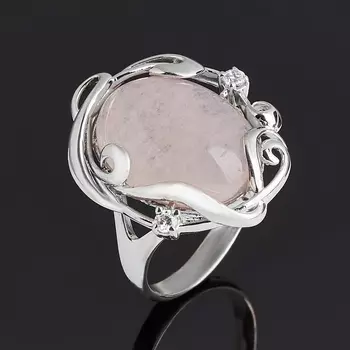 Кольцо розовый кварц (серебро 925 пр. родир. бел.) размер 18,5