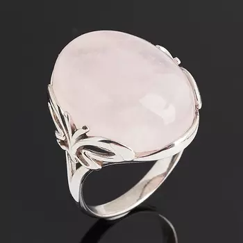 Кольцо розовый кварц (серебро 925 пр. родир. бел.) размер 18