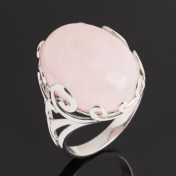Кольцо розовый кварц (серебро 925 пр. родир. бел.) размер 18,5