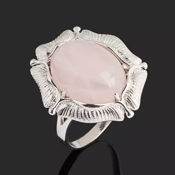 Кольцо розовый кварц (серебро 925 пр. родир. бел.) размер 18