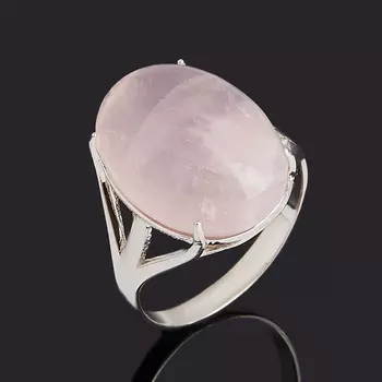 Кольцо розовый кварц (серебро 925 пр. родир. бел.) размер 17,5