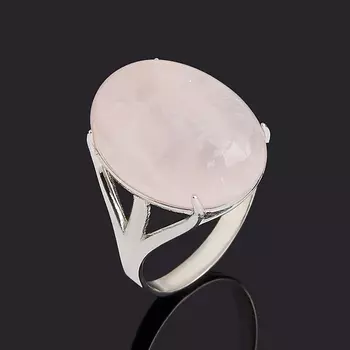 Кольцо розовый кварц (серебро 925 пр. родир. бел.) размер 17,5