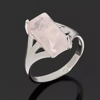 Кольцо розовый кварц (серебро 925 пр. родир. бел.) размер 18,5