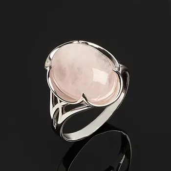 Кольцо розовый кварц (серебро 925 пр. родир. бел.) размер 18