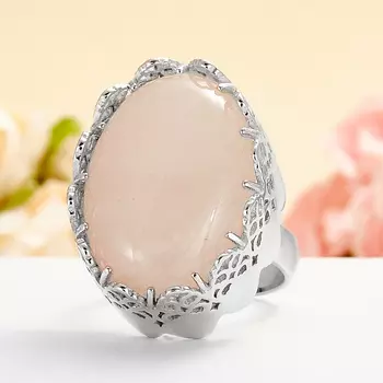 Кольцо розовый кварц (серебро 925 пр.) размер 18