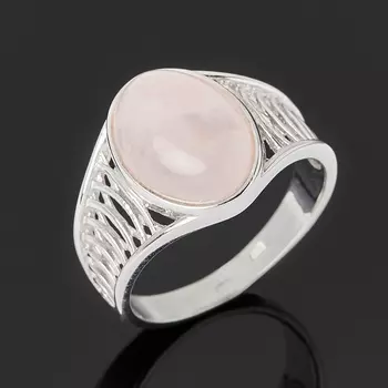 Кольцо розовый кварц (серебро 925 пр. родир. бел.) размер 18