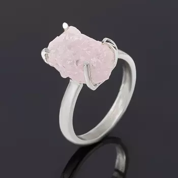 Кольцо розовый кварц (серебро 925 пр.) размер 17,5
