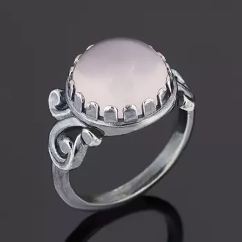 Кольцо розовый кварц (серебро 925 пр.) размер 18