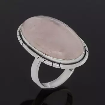 Кольцо розовый кварц (серебро 925 пр.) размер 17