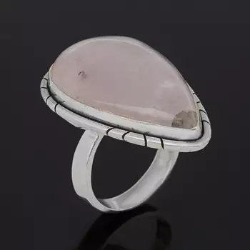 Кольцо розовый кварц (серебро 925 пр.) размер 17