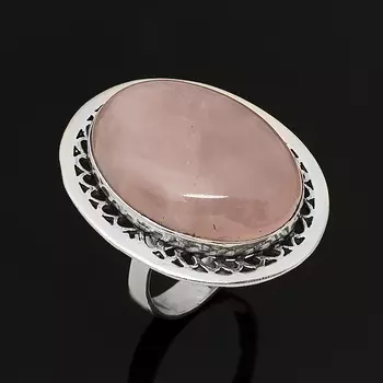 Кольцо розовый кварц (серебро 925 пр. оксидир.) размер 18