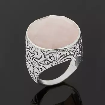 Кольцо розовый кварц (серебро 925 пр. оксидир.) огранка размер 18