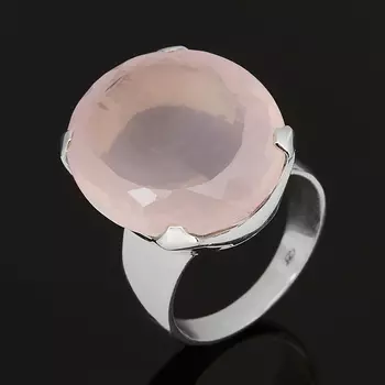 Кольцо розовый кварц (серебро 925 пр.) огранка размер 18