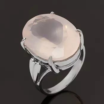 Кольцо розовый кварц (серебро 925 пр.) огранка размер 18