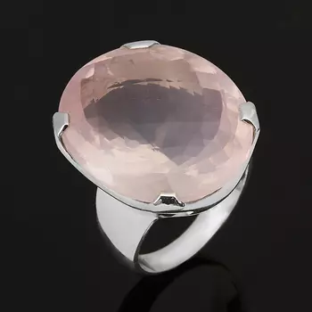 Кольцо розовый кварц (серебро 925 пр.) огранка размер 16