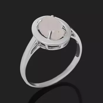 Кольцо розовый кварц (серебро 925 пр. родир. бел.) размер 16,5