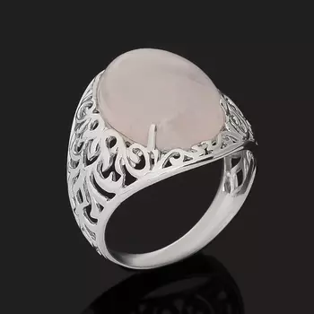 Кольцо розовый кварц (серебро 925 пр. родир. бел.) размер 18