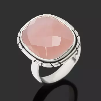 Кольцо розовый кварц (серебро 925 пр.) огранка размер 18