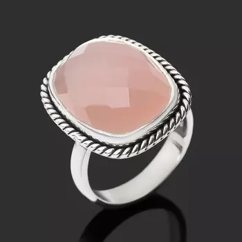 Кольцо розовый кварц (серебро 925 пр.) огранка размер 19