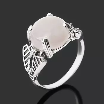 Кольцо розовый кварц (серебро 925 пр. оксидир.) размер 18