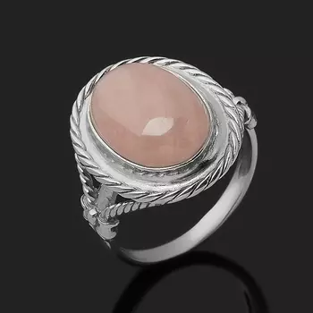 Кольцо розовый кварц (серебро 925 пр.) размер 17