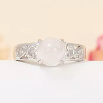 Кольцо розовый кварц (серебро 925 пр.) размер 17,5