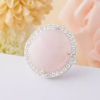 Кольцо розовый кварц (серебро 925 пр.) размер 17