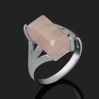 Кольцо розовый кварц (серебро 925 пр. родир. бел.) размер 17