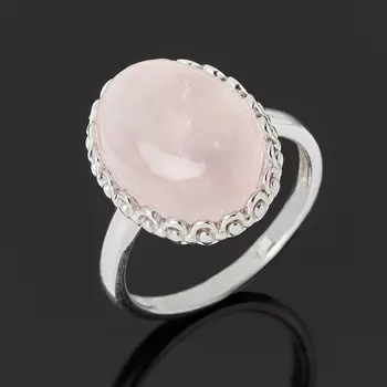 Кольцо розовый кварц (серебро 925 пр. родир. бел.) размер 17,5