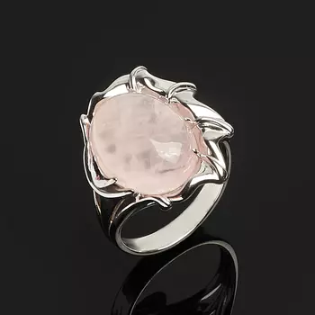 Кольцо розовый кварц (серебро 925 пр. родир. бел.) размер 17