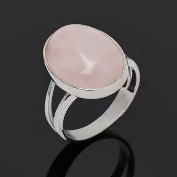 Кольцо розовый кварц (серебро 925 пр. родир. бел.) размер 18