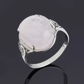 Кольцо розовый кварц (серебро 925 пр. родир. бел.) размер 18