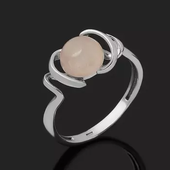 Кольцо розовый кварц (серебро 925 пр. родир. бел.) размер 18