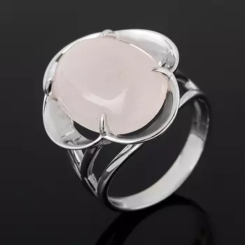 Кольцо розовый кварц (серебро 925 пр. родир. бел.) размер 18