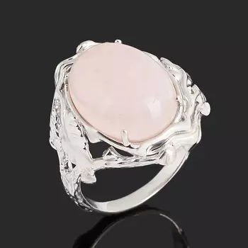 Кольцо розовый кварц (серебро 925 пр. родир. бел.) размер 18