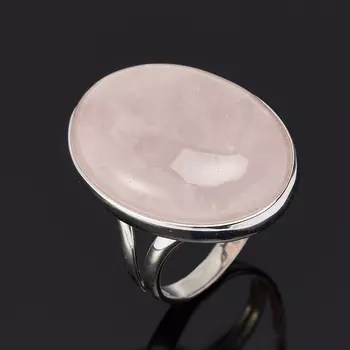 Кольцо розовый кварц (серебро 925 пр. родир. бел.) размер 18