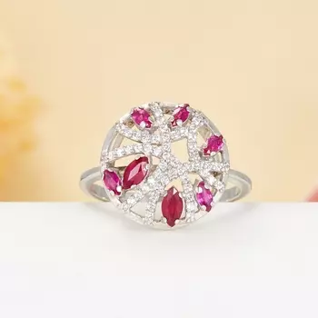 Кольцо рубин огранка (серебро 925 пр.) размер 18,5