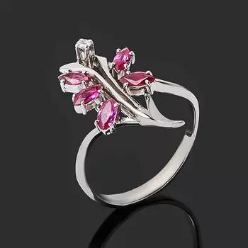 Кольцо рубин огранка (серебро 925 пр.) размер 18