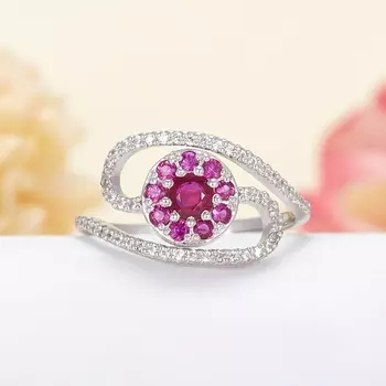 Кольцо рубин огранка (серебро 925 пр.) размер 18