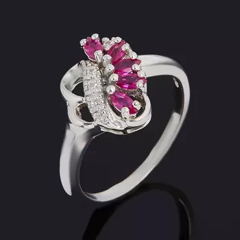 Кольцо рубин огранка (серебро 925 пр.) размер 18