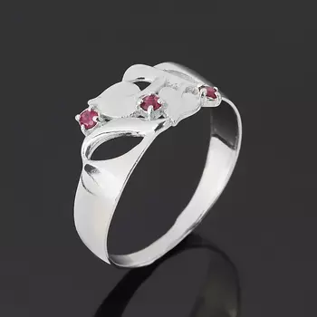 Кольцо рубин огранка (серебро 925 пр. родир. бел.) размер 17