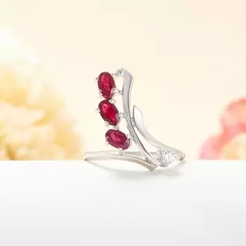 Кольцо рубин огранка (серебро 925 пр.) размер 17,5