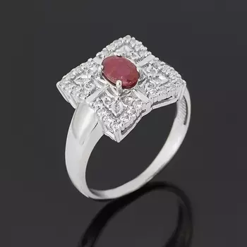 Кольцо рубин (серебро 925 пр.) огранка размер 18