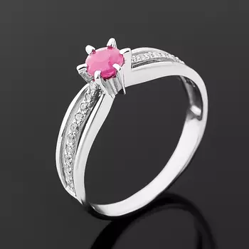 Кольцо рубин (серебро 925 пр.) огранка размер 17