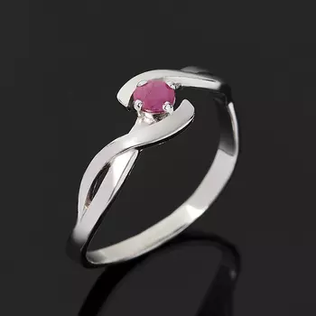 Кольцо рубин (серебро 925 пр. родир. бел.) огранка размер 18