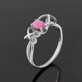 Кольцо рубин (серебро 925 пр. родир. бел.) огранка размер 17